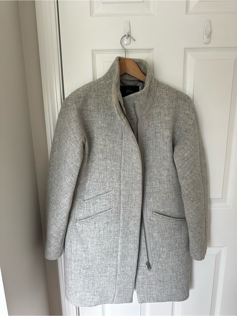 J. Crew Women's Light Gray Italian Wool Cocoon Coat